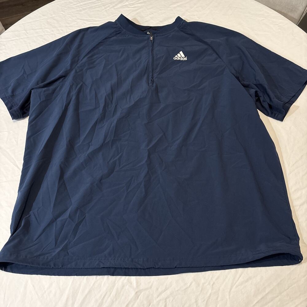 Adidas Men’s 1/4 Zip Pullover Vented Short Sleeve Windbreaker Size 2XL